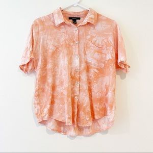 Forever21 Tie Dye Button Up Short Sleeve Shirt